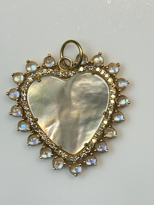 Heart 14k Solid Gold Diamond Pendants