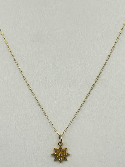 Star 14k Solid Gold Diamond Pendants