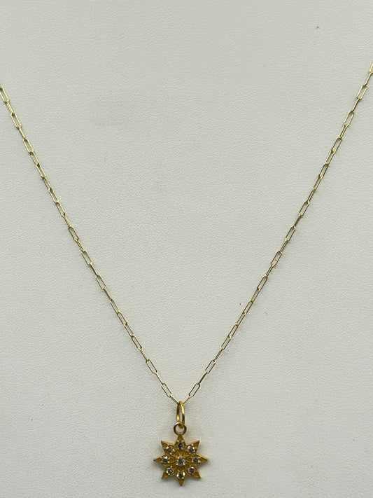 Star 14k Solid Gold Diamond Pendants