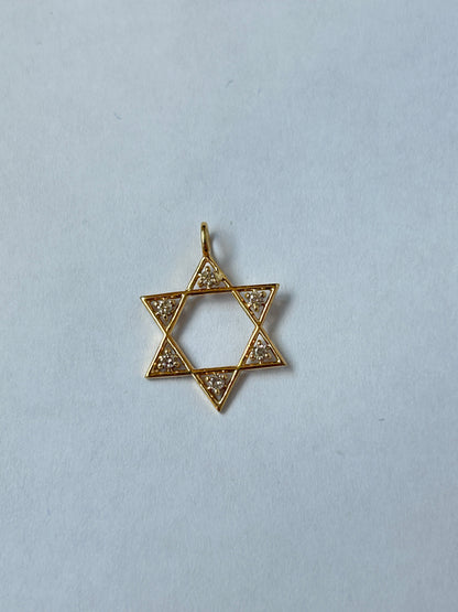 Star 14k Solid Gold Diamond Pendants