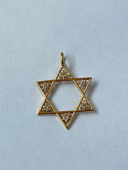 Star 14k Solid Gold Diamond Pendants