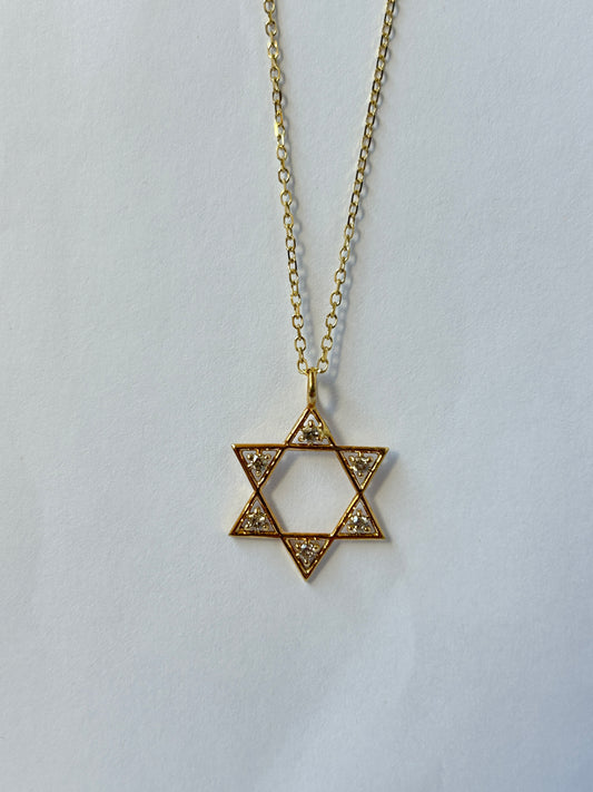 Star 14k Solid Gold Diamond Pendants