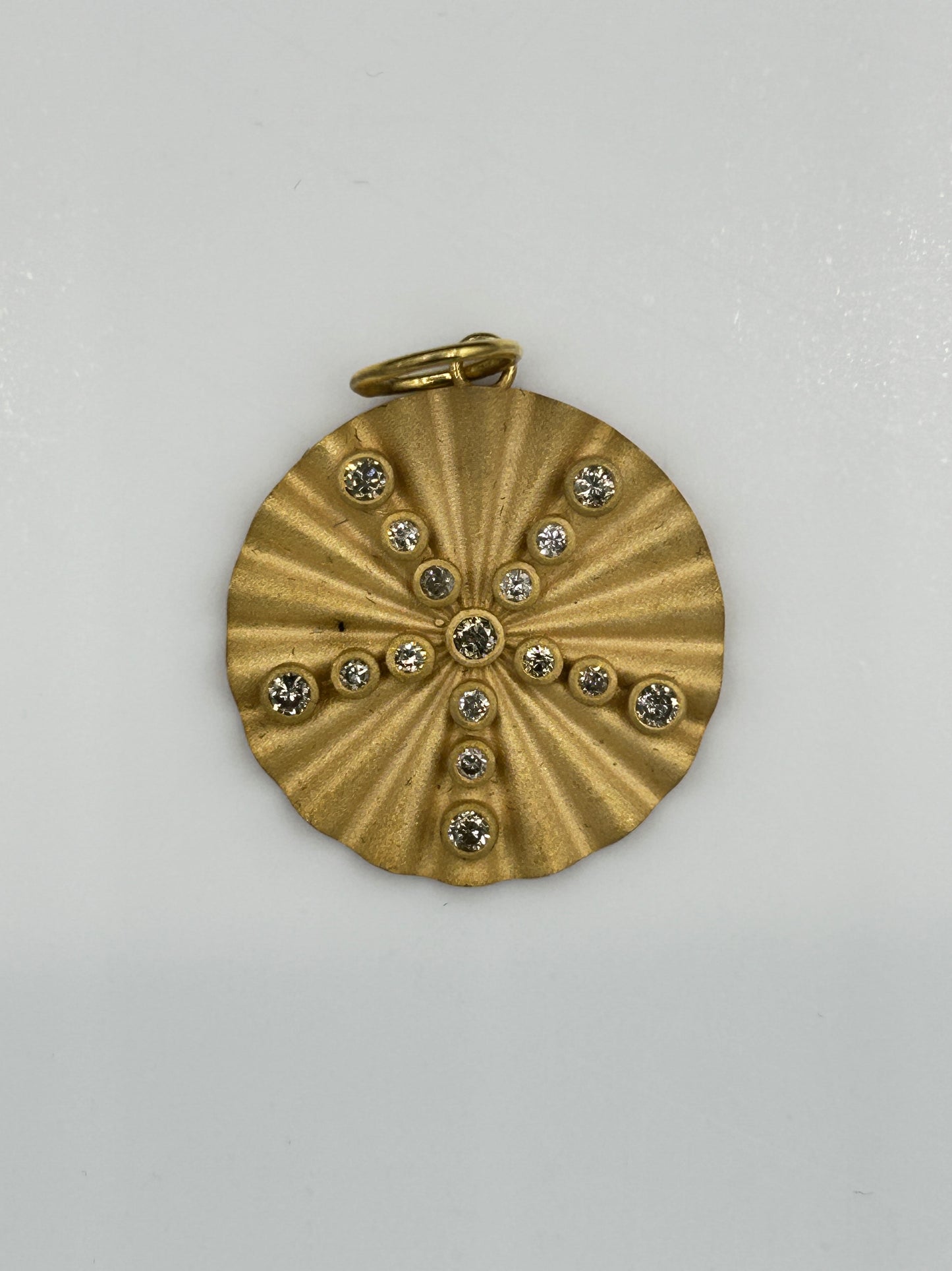 Round 14k Solid Gold Diamond Pendants