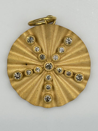 Round 14k Solid Gold Diamond Pendants