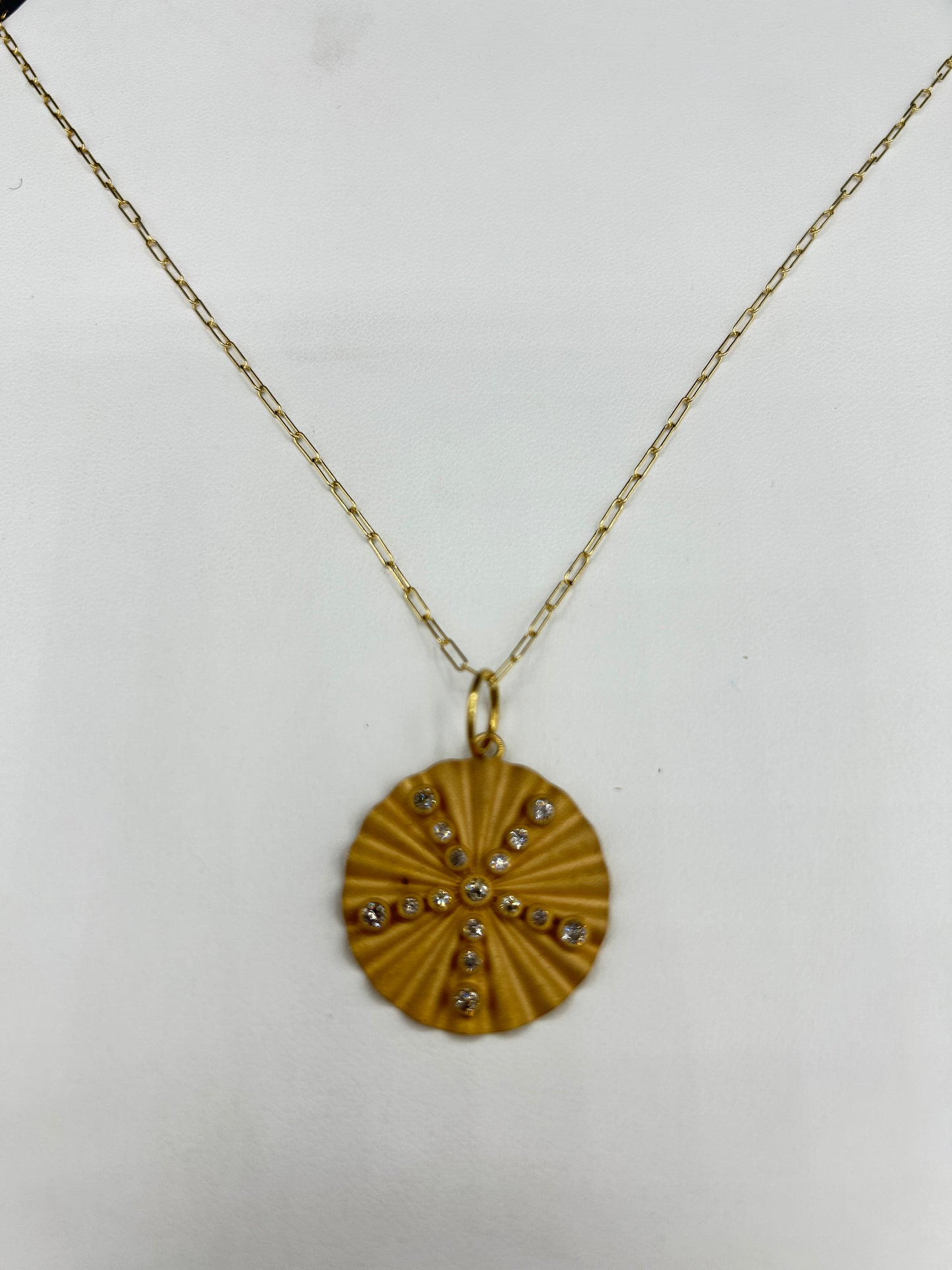 Round 14k Solid Gold Diamond Pendants