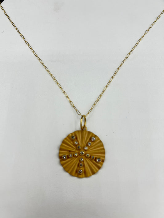 Round 14k Solid Gold Diamond Pendants