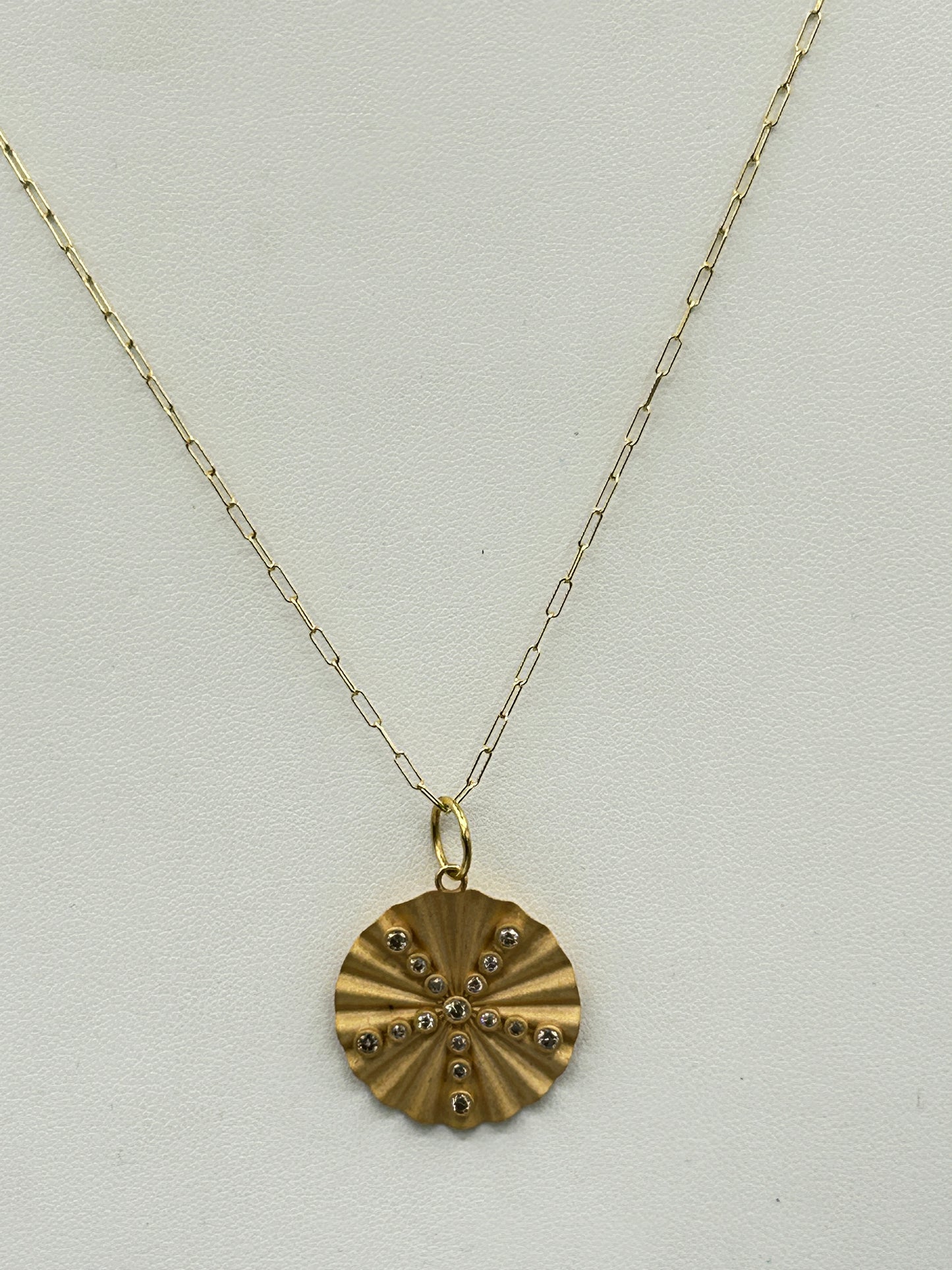 Round 14k Solid Gold Diamond Pendants