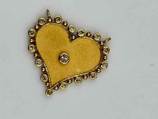 Heart 14k Solid Gold Diamond Pendants