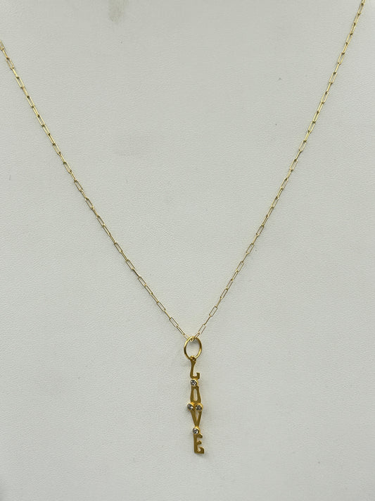 Love 14k Solid Gold Diamond Pendants