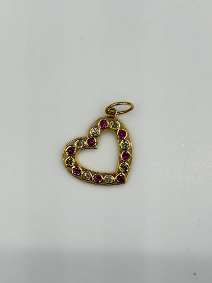 Heart 14k Solid Gold Diamond Pendants