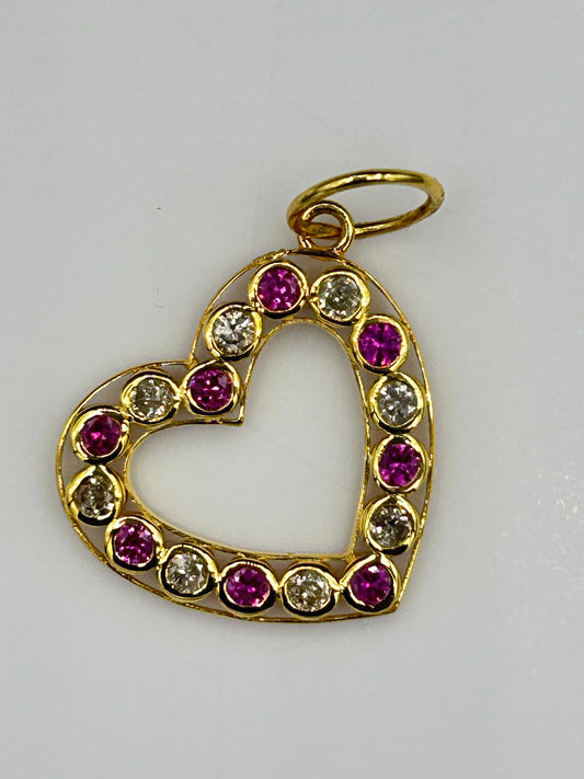 Heart 14k Solid Gold Diamond Pendants