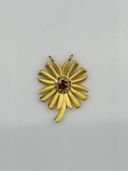 Flower 14k Solid Gold Diamond Pendants