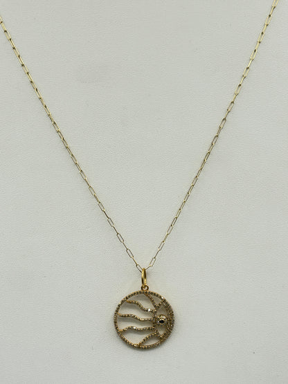 Evil Eye 14k Solid Gold Diamond Pendants