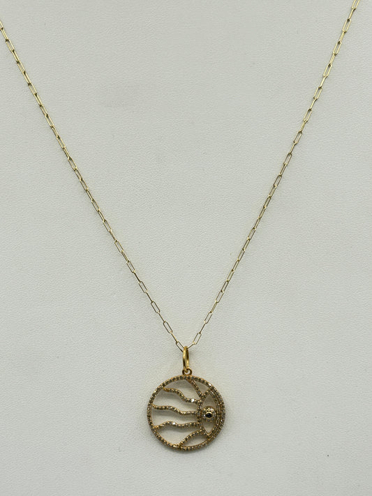 Evil Eye 14k Solid Gold Diamond Pendants