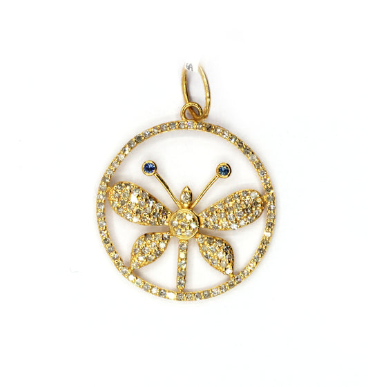Round 14k Solid Gold Diamond Pendants.