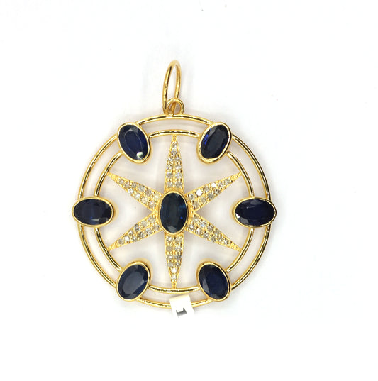 Round 14k Solid Gold Diamond Pendants.