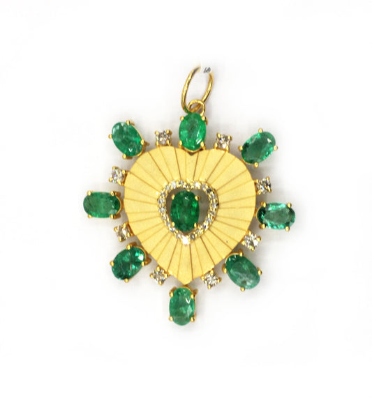 Heart 14k Solid Gold Diamond Pendants.
