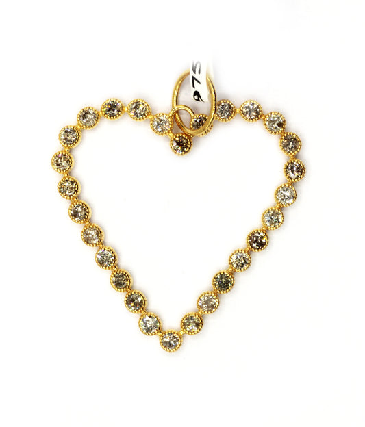 Heart 14k Solid Gold Diamond Pendants.