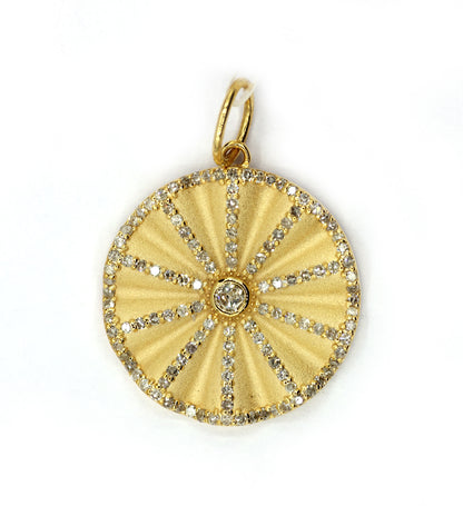 Round 14k Solid Gold Diamond Pendants