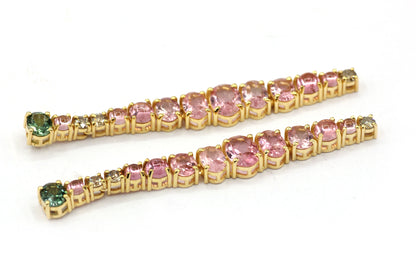 14k Solid Gold Diamond Earring With Pink Tourmaline Stone