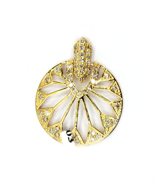 Round 14k Solid Gold Diamond Pendants