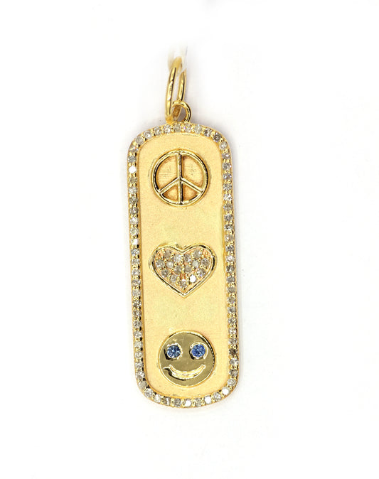 Rectangle 14k Solid Gold Diamond Pendants