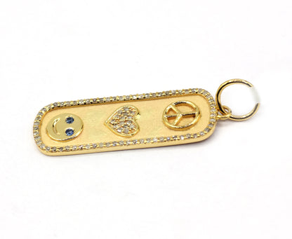Rectangle 14k Solid Gold Diamond Pendants