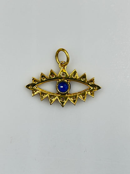 Evil Eye 14k Solid Gold Diamond Pendants