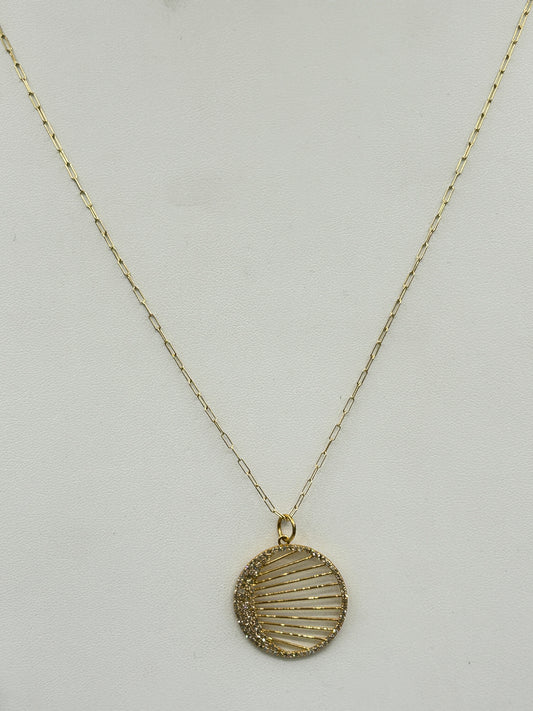 Round 14k Solid Gold Diamond Pendants