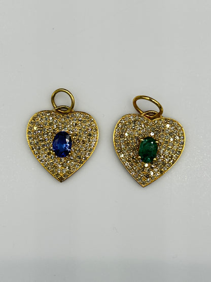 Heart 14k Solid Gold Diamond Pendants