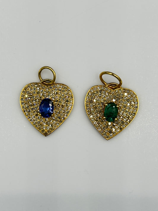 Heart 14k Solid Gold Diamond Pendants