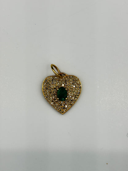 Heart 14k Solid Gold Diamond Pendants