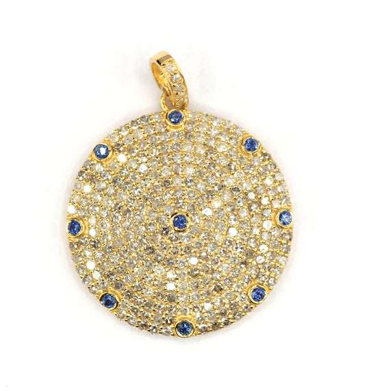Round 14k Solid Gold Diamond Pendants.