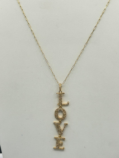 Love 14k Solid Gold Diamond Pendants
