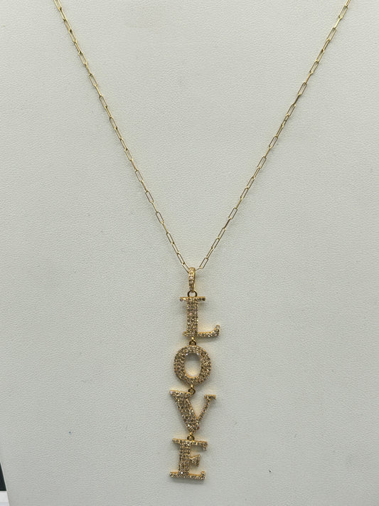 Love 14k Solid Gold Diamond Pendants