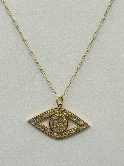 Evil eye 14k Solid Gold Diamond Pendants
