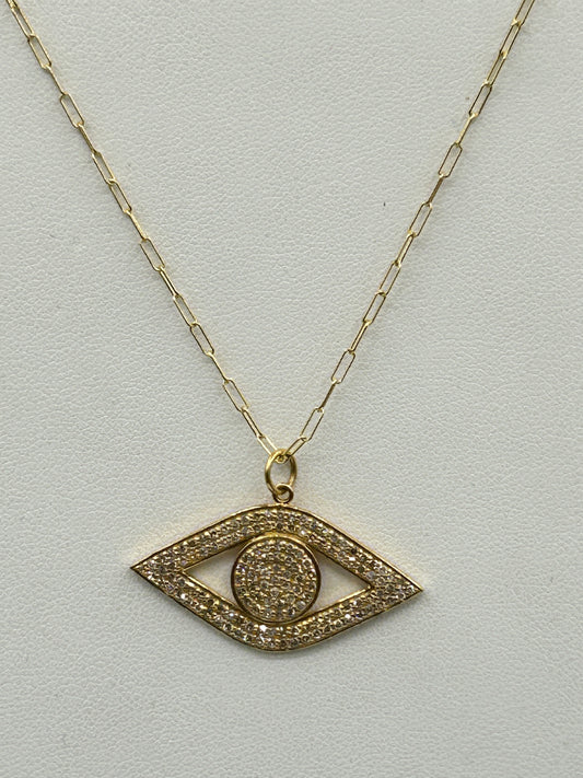 Evil eye 14k Solid Gold Diamond Pendants