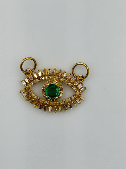 Evil Eye 14k Solid Gold Diamond Pendants With Sapphire Stone