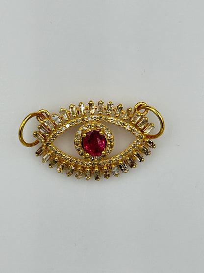 Evil Eye 14k Solid Gold Diamond Pendants With Sapphire Stone