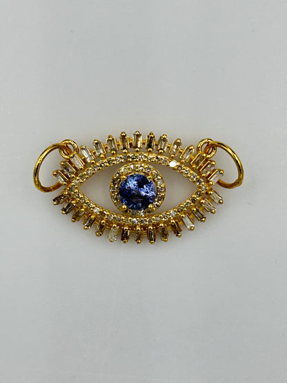 Evil Eye 14k Solid Gold Diamond Pendants With Sapphire Stone