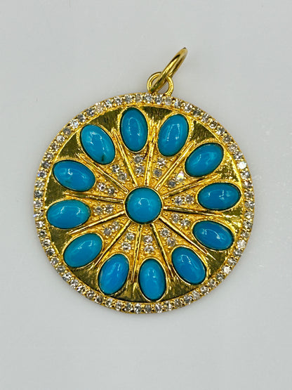 Round 14k Solid Gold Diamond Pendants