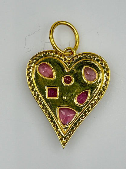 Heart 14k Solid Gold Diamond Pendants.