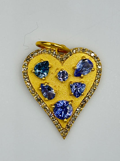 Heart 14k Solid Gold Diamond Pendants.