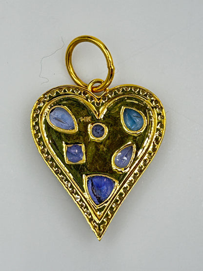 Heart 14k Solid Gold Diamond Pendants.