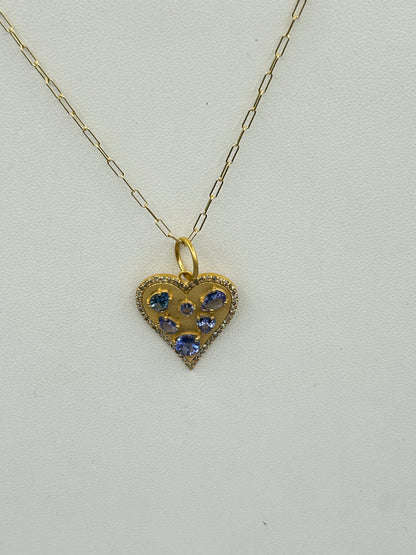 Heart 14k Solid Gold Diamond Pendants.