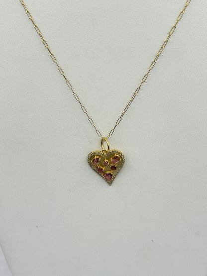 Heart 14k Solid Gold Diamond Pendants.
