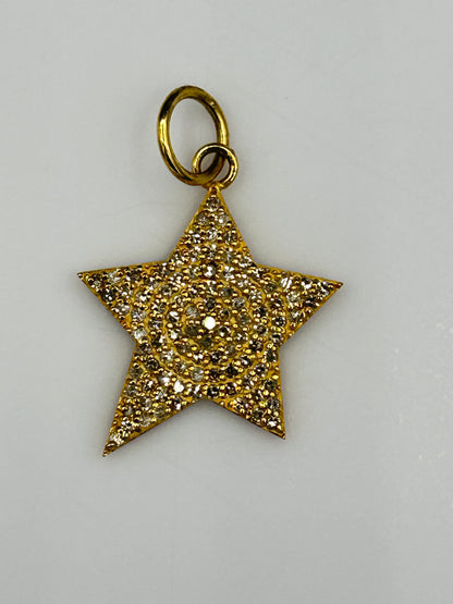Star 14k Solid Gold Diamond Pendants