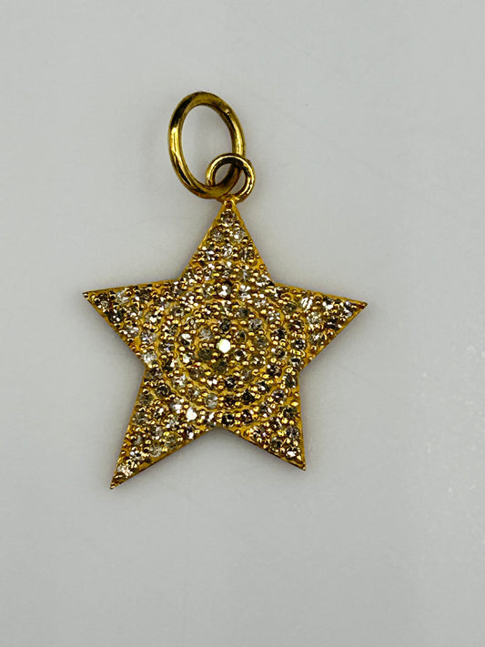 Star 14k Solid Gold Diamond Pendants