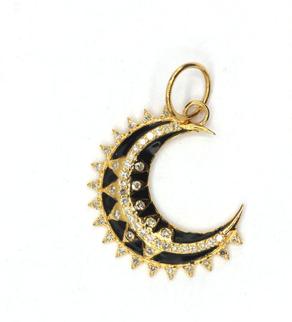 Moon 14k Solid Gold Diamond Pendants