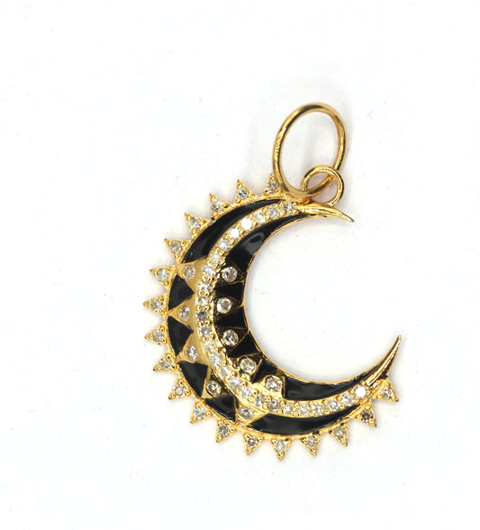 Moon 14k Solid Gold Diamond Pendants